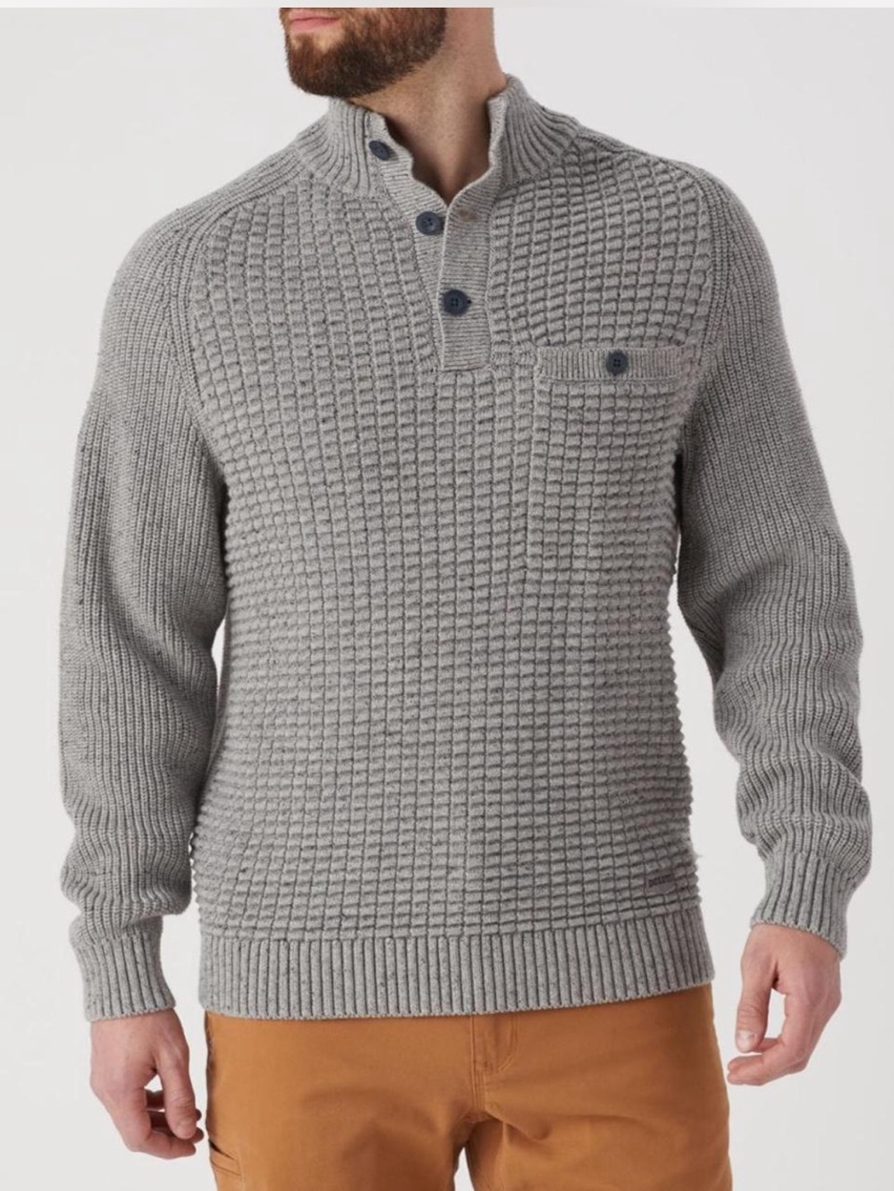 Duluth Burly Retirement Button Mock Neck Sweater